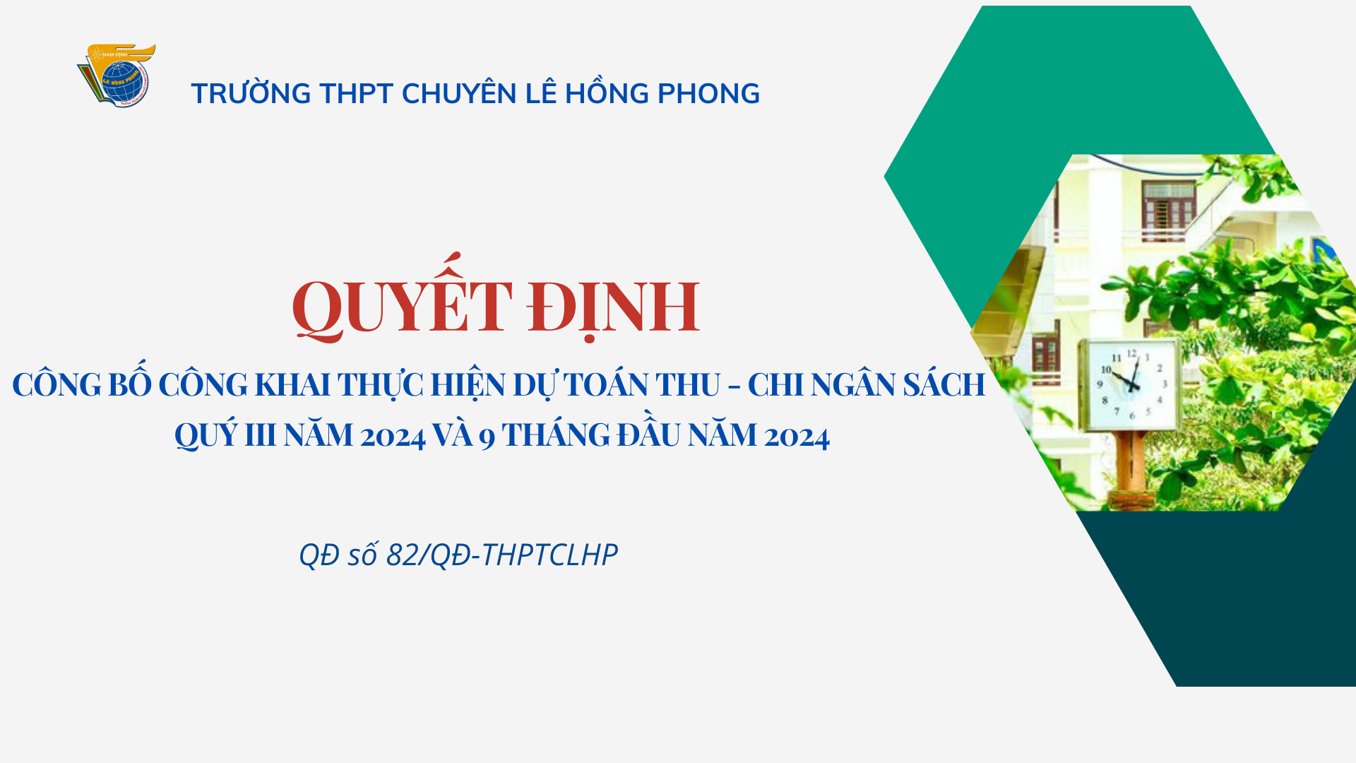 Công bố công khai thực hiện dự toán thu - chi ngân sách Quý III năm 2024 và 9 tháng đầu năm 2024